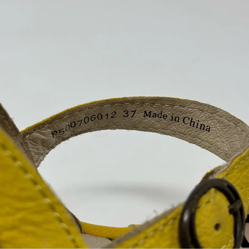 Fly London Yellow Suede Peep Toe Chunky Sandals Size 37 (6-6.5) - Picture 12 of 14